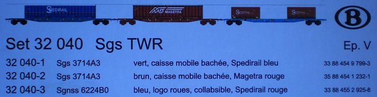 SNCB coffret de 3 wagons avec chargement Magetra/Spedirail - 