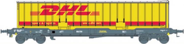 Wagon K1 charg� d'une caisse mobile DHL  ep IV-V - 