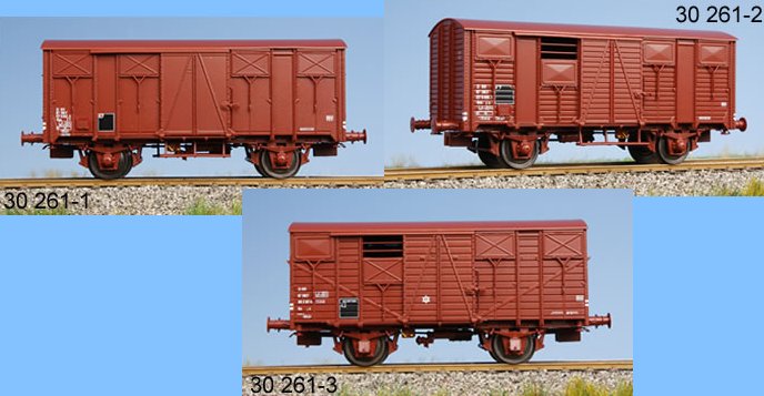Set de 3 wagons  couverts  rouge  UIC   ep IV - 