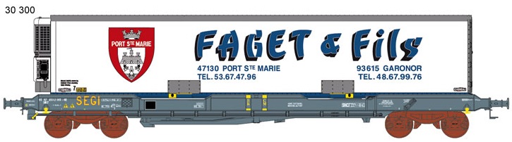 Wagon KM avec caisse mobile FAGET  ep IV-V - 
