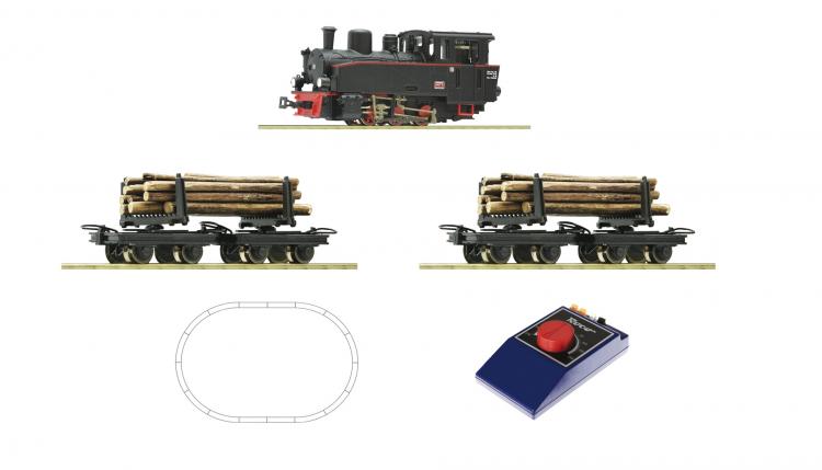 Coffret de dpart analgique HOe avec 1 locomotive  vapeur & 4 wagonnets  - 