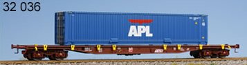 SNCB  wagon  brun    Sgs   TRW  charg d'un container 45 pieds   APL  ep V-VI - 