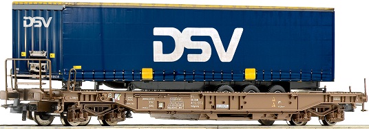 DSB wagon poche charg d'une remorque  3 essieux  DSV - 