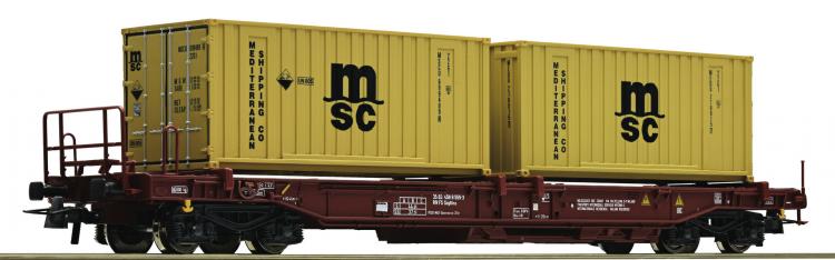 FS wagon Sdgkkms charg avec 2 containers MSC - 