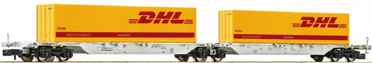 AAE wagon articul charg de 2 containers DHL  ep V-VI  chelle N - 