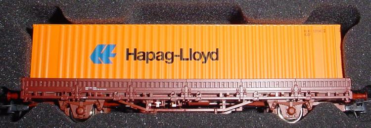 RENFE wagon plat � 2 essieux + container Hapag-Lloyd  ep  V - 
