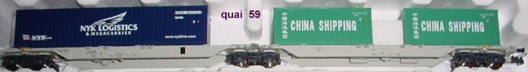 SBB / CFF  wagon articul charg avec 2 containers CHINA + 1 container NYK LOGISTICS  ep  V - 