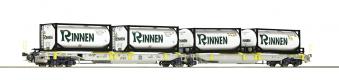 AAE wagon articul� charg� de 4  containers-citernes  RINNEN    ep VI