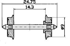 paire d'essieux NEM  1 roue isole diamtre  9 mm - Roco-accessoires